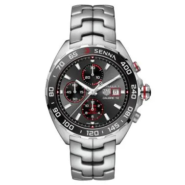 Montre TAG Heuer Formula 1 x Senna Chronographe automatique cadran noir bracelet acier 44 mm CAZ201D.BA0633