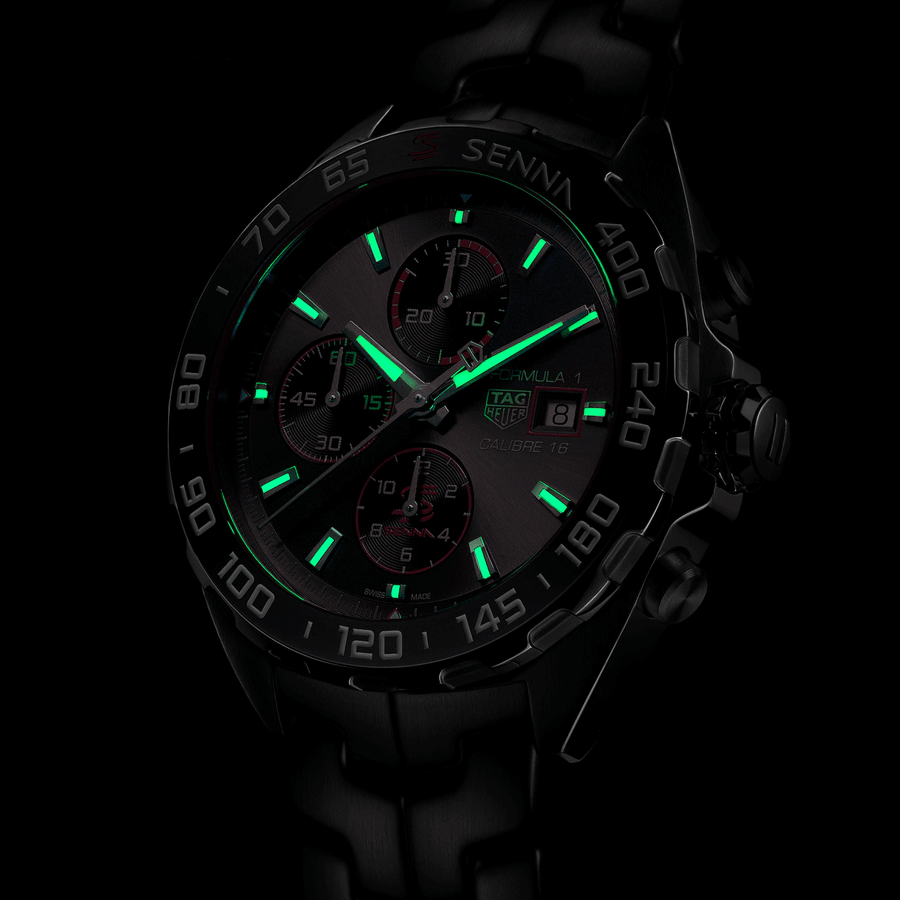 Montre TAG Heuer Formula 1 x Senna Chronographe automatique cadran noir bracelet acier 44 mm CAZ201D.BA0633