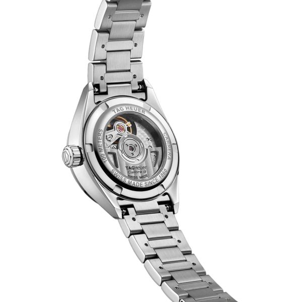Montre TAG Heuer Carrera Calibre 9 automatique index diamants cadran nacre blanche bracelet acier 29 mm WBN2414.BA0621