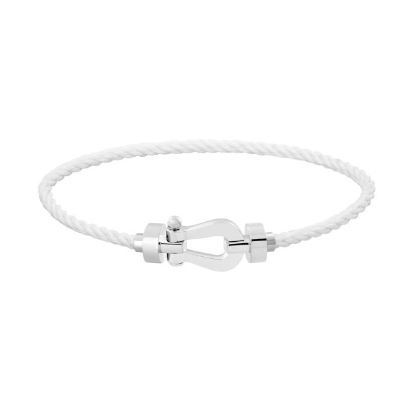 Bracelet Fred Force 10 moyen modèle en or blanc et câble blanc 0B0075-6B0252