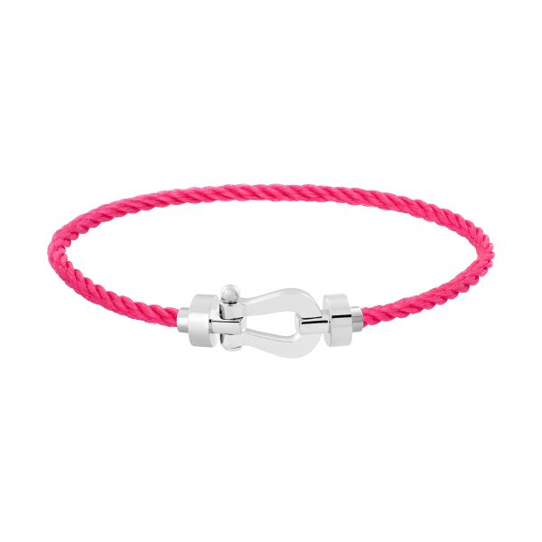 Bracelet Fred Force 10 moyen modèle en or blanc et câble bois de rose 0B0075-6B0253