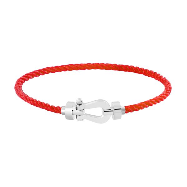 Bracelet Fred Force 10 moyen modèle en or blanc et câble rouge 0B0075-6B0289