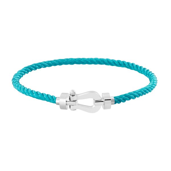 Fred Force 10 medium model bracelet in white gold and turquoise cable