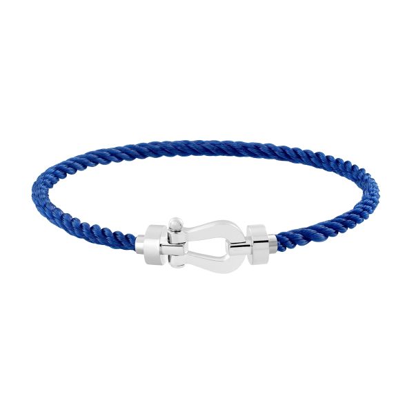 Bracelet Fred Force 10 moyen modèle en or blanc et câble bleu indigo 0B0075-6B0332