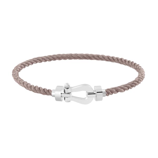 Bracelet Fred Force 10 moyen modèle en or blanc et câble taupe 0B0075-6B0371