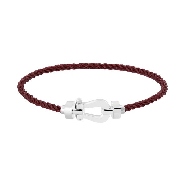 Bracelet Fred Force 10 moyen modèle en or blanc et câble grenat 0B0075-6B1023