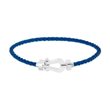 Fred Force 10 medium model bracelet in white gold and jean blue cable