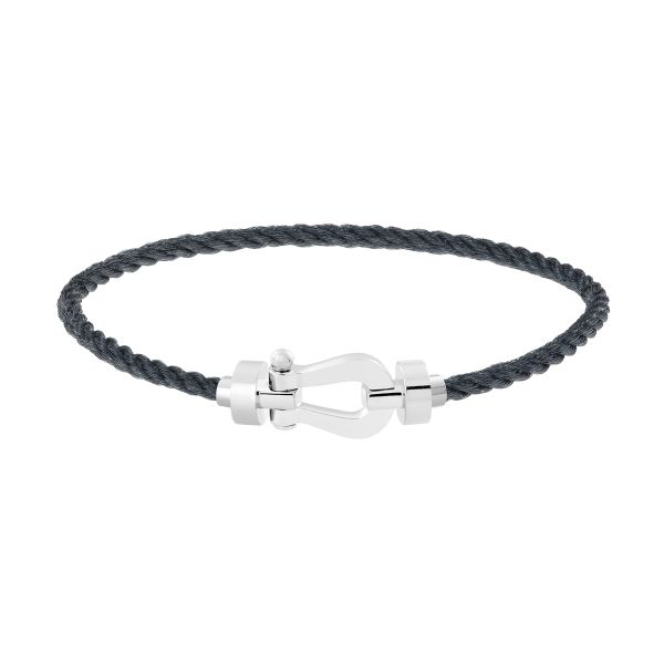 Bracelet Fred Force 10 moyen modèle en or blanc et câble gris orage 0B0075-6B1077