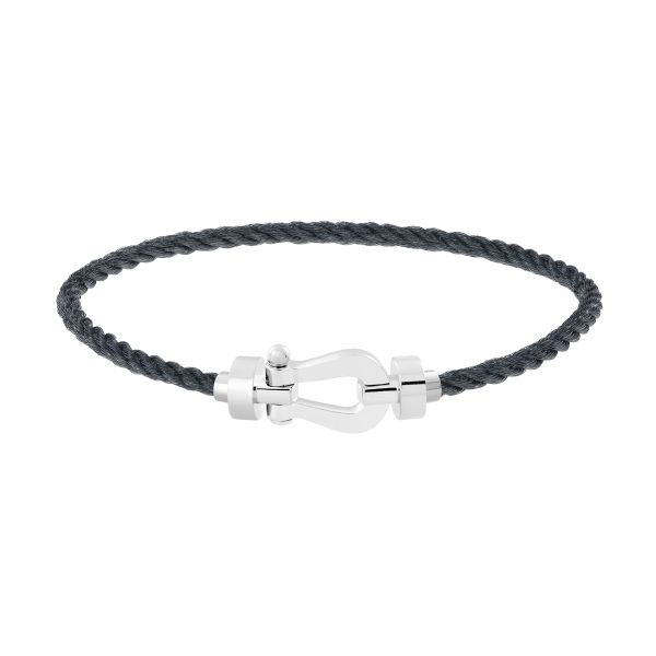 Fred Force 10 medium model bracelet in white gold and stormy grey cable