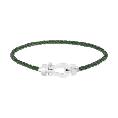 Fred Force 10 medium model bracelet in white gold and khaki cable