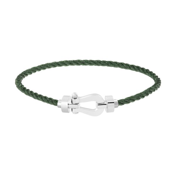 Fred Force 10 medium model bracelet in white gold and khaki cable