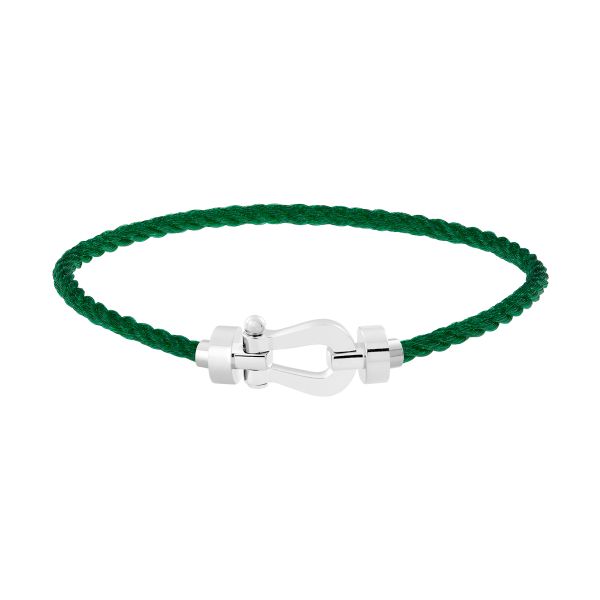 Bracelet Fred Force 10 moyen modèle en or blanc et câble vert émeraude 0B0075-6B1089