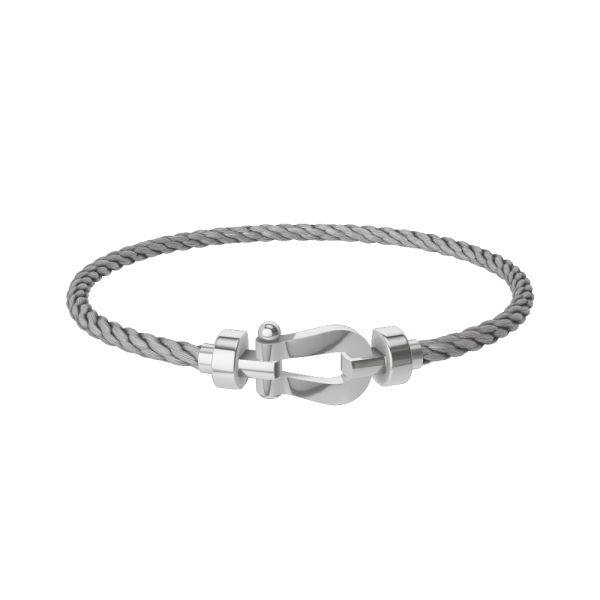 Bracelet Fred Force 10 moyen modèle en or blanc et câble acier 0B0075-6B0249