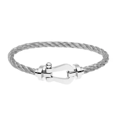 Bracelet Fred Force 10 grand modèle en or blanc et câble acier 0B0005-6B0109
