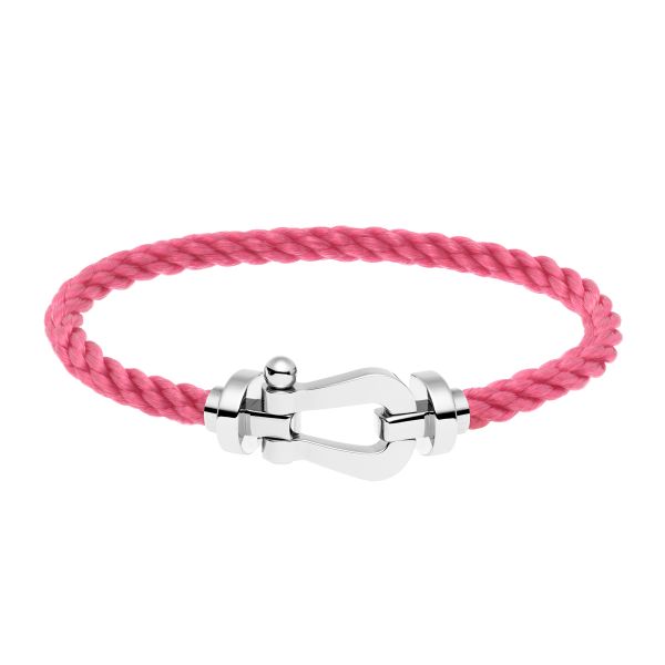 Bracelet Fred Force 10 grand modèle en or blanc et câble bois de rose 0B0005-6B0183