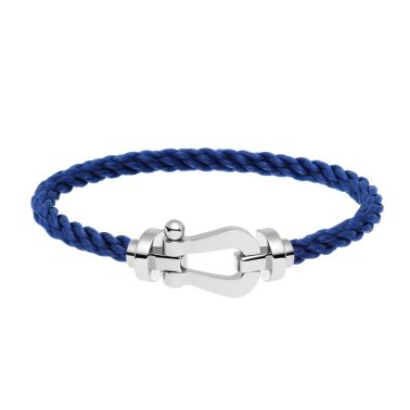 Fred Force 10 large model bracelet in white gold and indigo blue cable