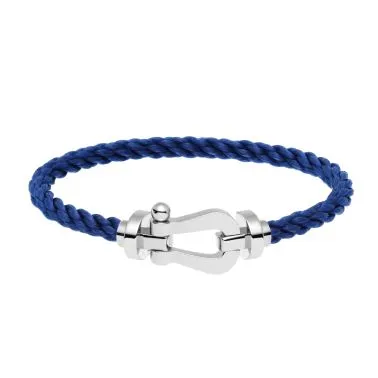 Fred Force 10 large model bracelet in white gold and indigo blue cable
