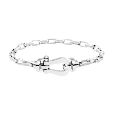 Fred Force 10 large model bracelet in white gold and link cable