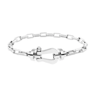 Fred Force 10 large model bracelet in white gold and link cable