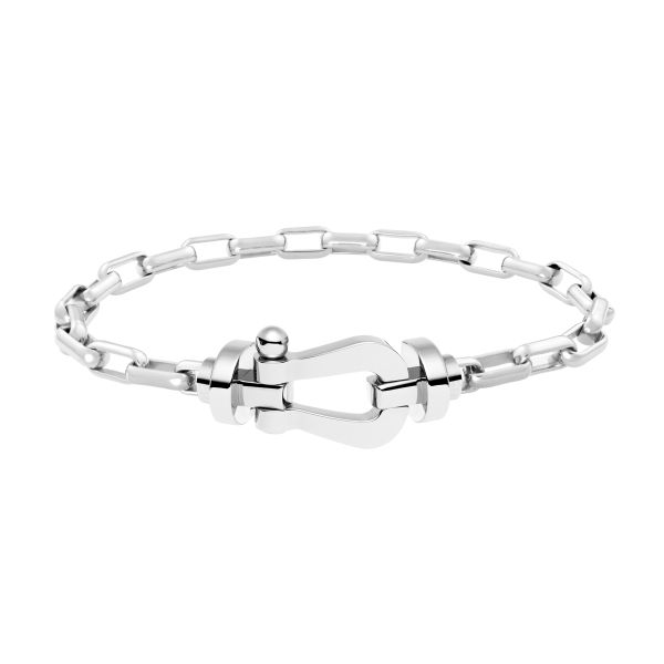 Bracelet Fred Force 10 grand modèle en or blanc et câble maillons 0B0005-6B0353