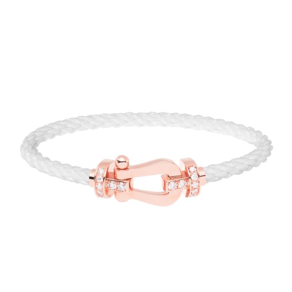 Fred Force 10 large model bracelet in rose gold, diamonds and white cable