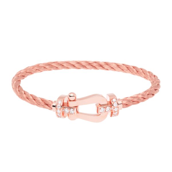 Fred Force 10 large model bracelet in rose gold, diamonds and indigo blue cable