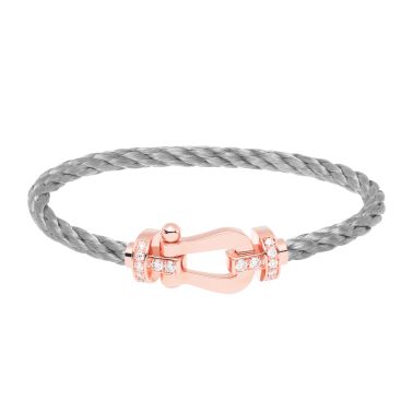 Bracelet Fred Force 10 grand modèle en or rose, diamants et câble acier