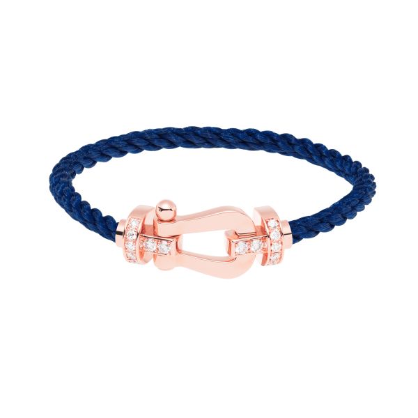 Fred Force 10 large model bracelet in rose gold, diamonds and navy blue cable