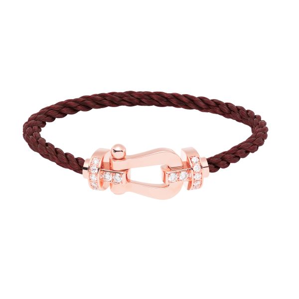 Bracelet Fred Force 10 grand modèle en or rose, diamants et câble grenat