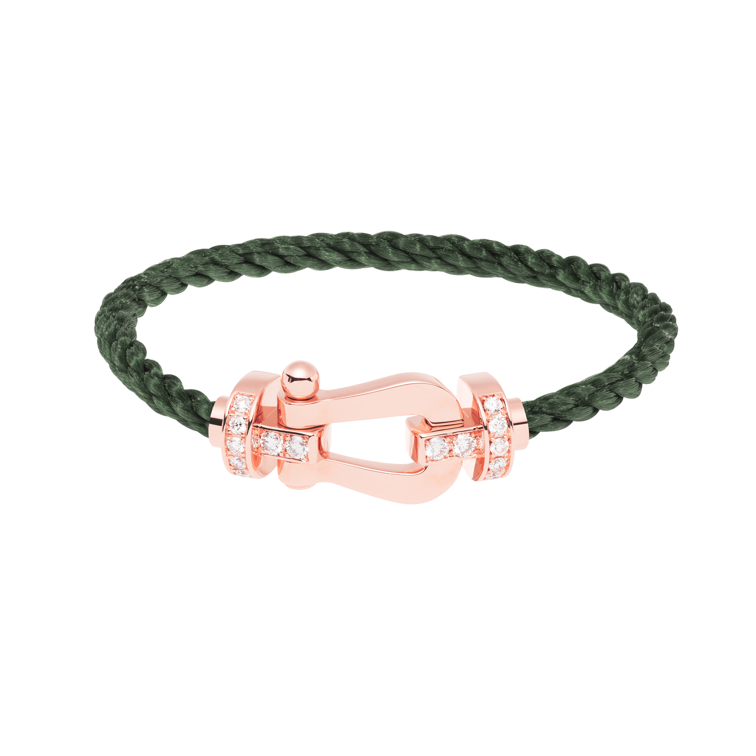 Fred Force 10 large model bracelet in rose gold, diamonds and khaki cable