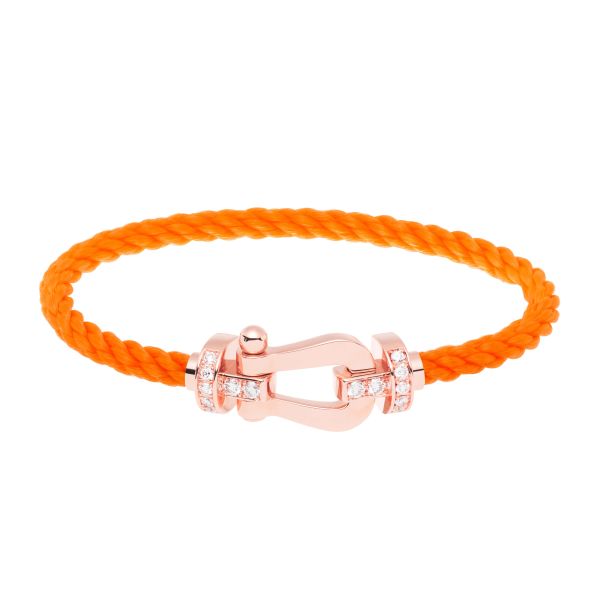 Fred Force 10 large model bracelet in rose gold, diamonds and fluorescent orange cable