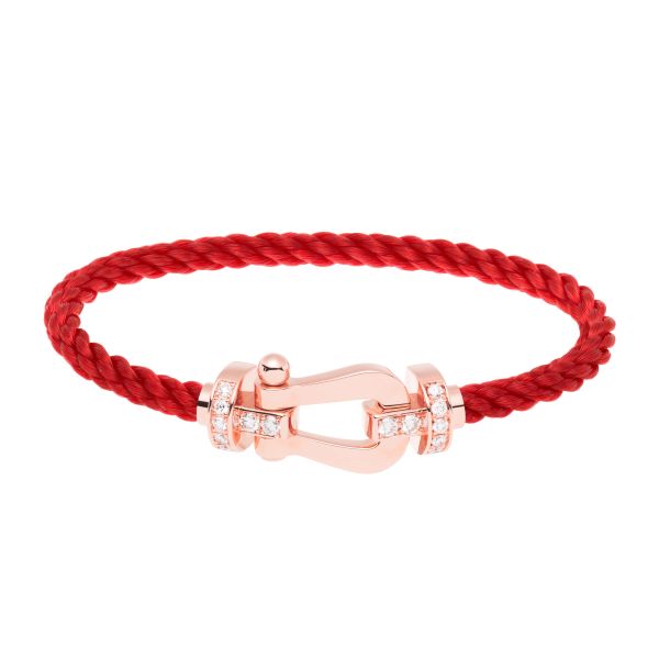 Fred Force 10 large model bracelet in rose gold, diamonds and red cable
