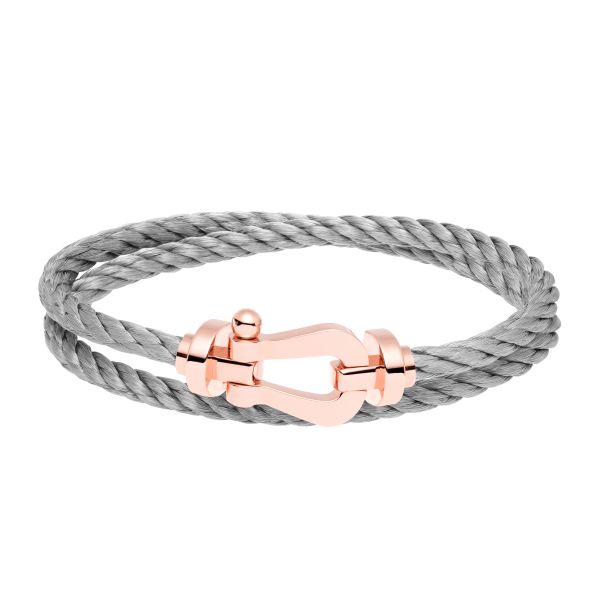 Bracelet Fred Force 10 grand modèle double tour en or rose et câble acier