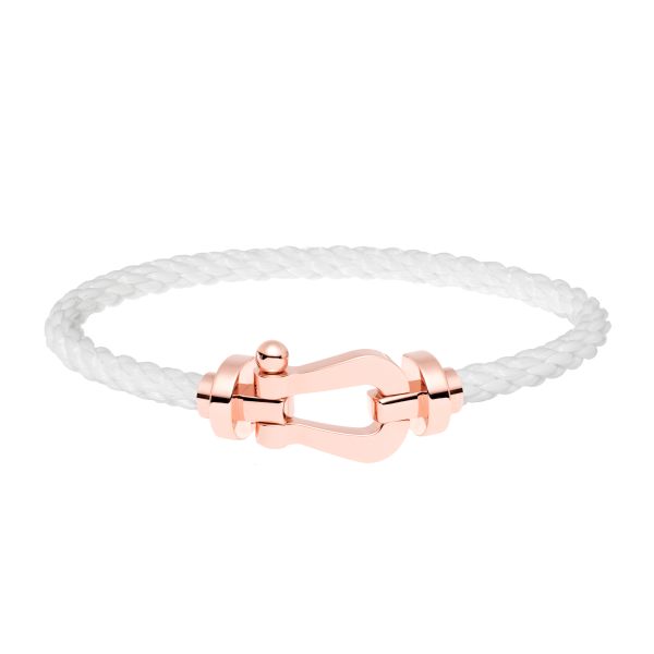 Bracelet Fred Force 10 grand modèle en or rose et câble blanc