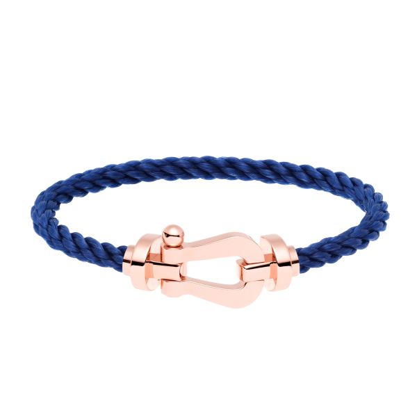 Bracelet Fred Force 10 grand modèle en or rose et câble bleu indigo 0B0007-6B0234