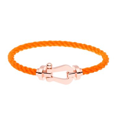 Bracelet Fred Force 10 grand modèle en or rose et câble orange fluo
