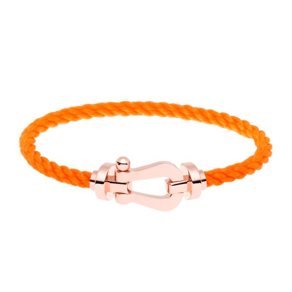 Bracelet Fred Force 10 grand modèle en or rose et câble orange fluo