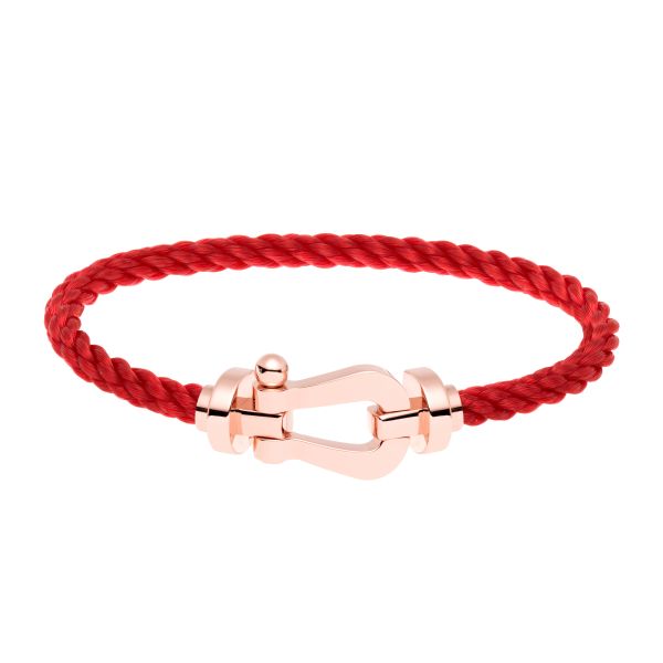 Bracelet Fred Force 10 grand modèle en or rose et câble rouge