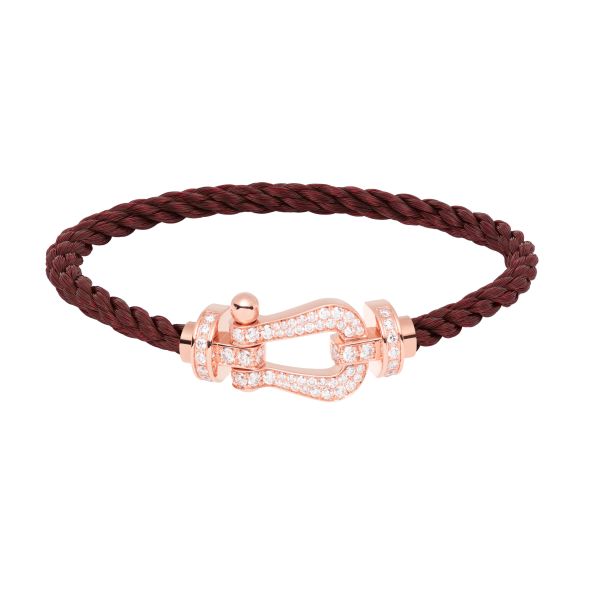 Fred Force 10 large model bracelet in rose gold, diamond-paved and garnet cable