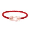 Fred Force 10 large model bracelet in rose gold, diamond pavement and red cable
