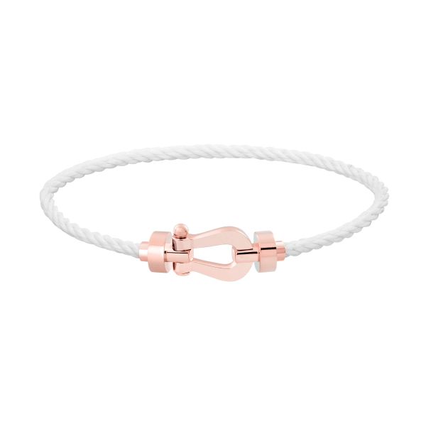 Bracelet Fred Force 10 moyen modèle en or rose et câble blanc