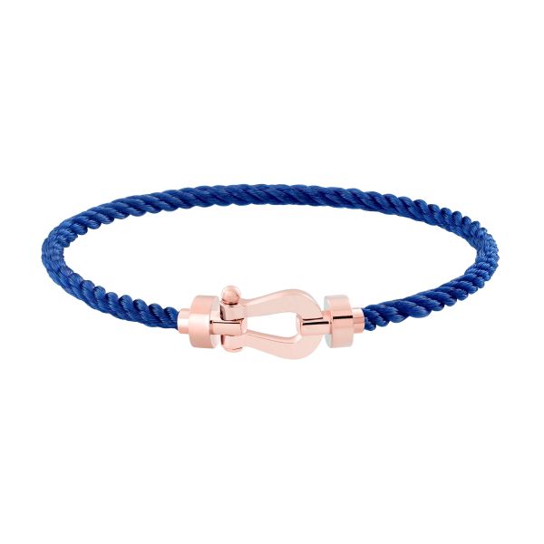 Bracelet Fred Force 10 moyen modèle en or rose et câble bleu indigo