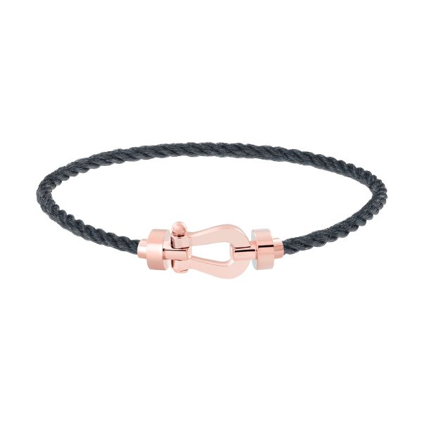 Bracelet Fred Force 10 moyen modèle en or rose et câble gris orage
