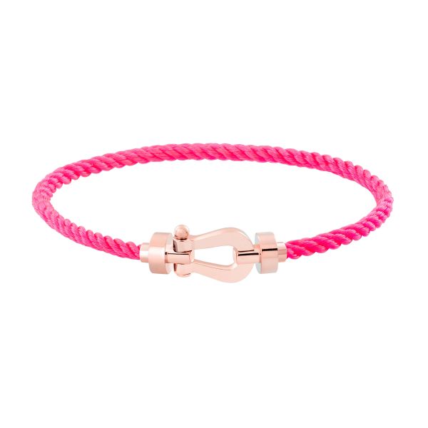 Bracelet Fred Force 10 moyen modèle en or rose et câble rose fluo