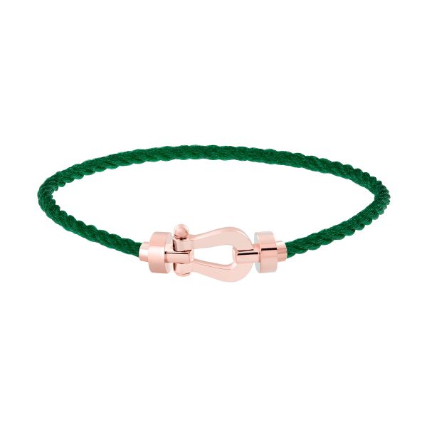 Bracelet Fred Force 10 moyen modèle en or rose et câble vert émeraude