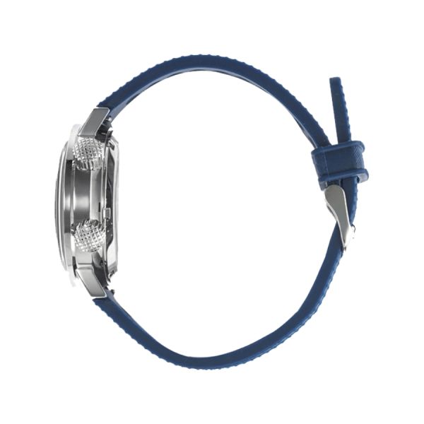 Montre Lip Grande Nautic Ski GMT automatique cadran bleu bracelet caoutchouc perforé bleu 41 mm