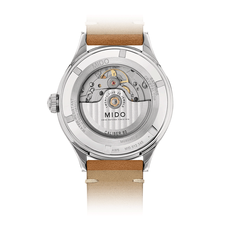 Montre Mido Multifort Patrimony automatique cadran bleu bracelet cuir marron 40 mm M040.407.16.040.00