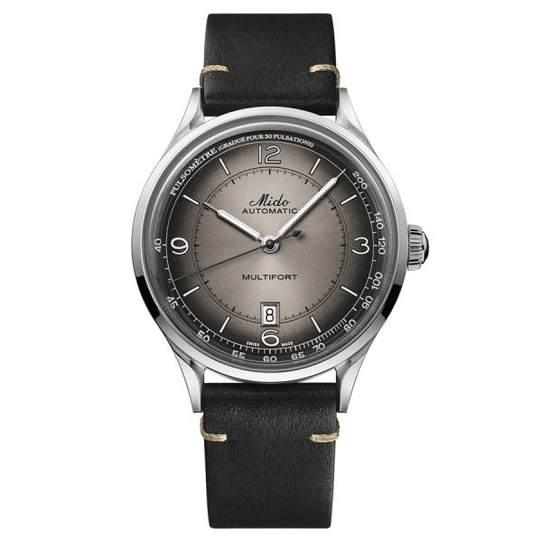 Montre Mido Multifort Patrimony automatique cadran anthracite bracelet cuir noir 40 mm M040.407.16.060.00