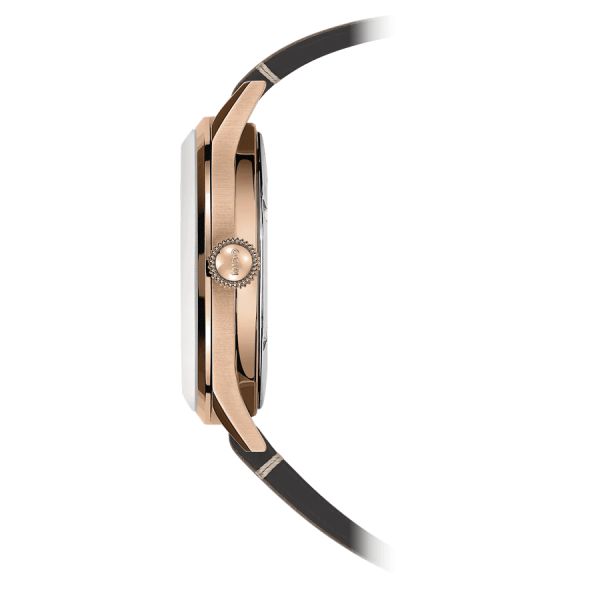 Montre Mido Multifort Patrimony PVD Or Rose automatique cadran noir bracelet cuir brun 40 mm M040.407.36.060.00