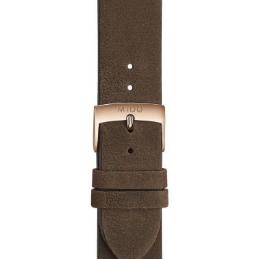 Montre Mido Multifort Patrimony PVD Or Rose automatique cadran noir bracelet cuir brun 40 mm M040.407.36.060.00